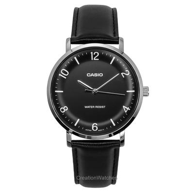 Standard Analog Leather Strap Black Dial Quartz MTP-VT03L-1B Men's Watch