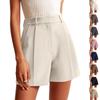 Pantaloncini Casual Eleganti da Donna a Vita Alta con Elastico Posteriore Pantaloni da Lavoro Corti con Tasche