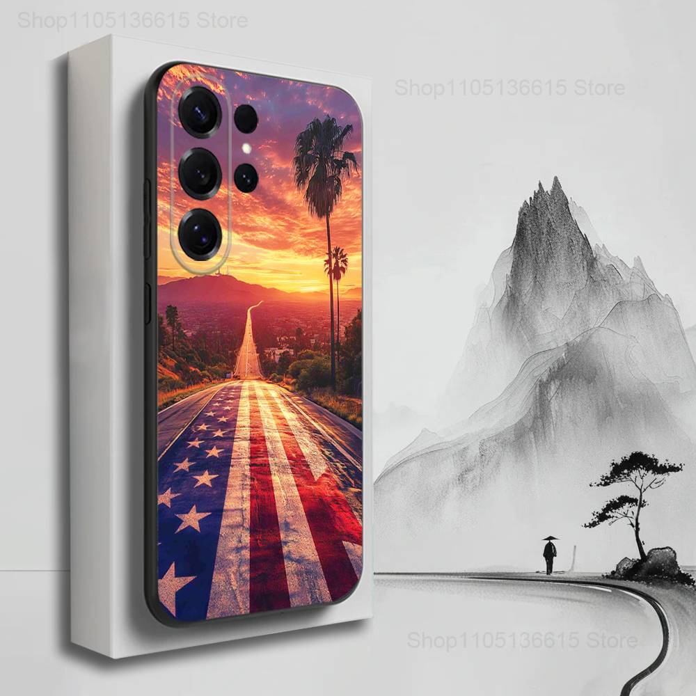 Cool Art Americans Flag Case For Samsung S10,Plus,S9,S22,S25,Ultra,S24,S21,S20,S23,FE,Lite,Soft Silicone Black