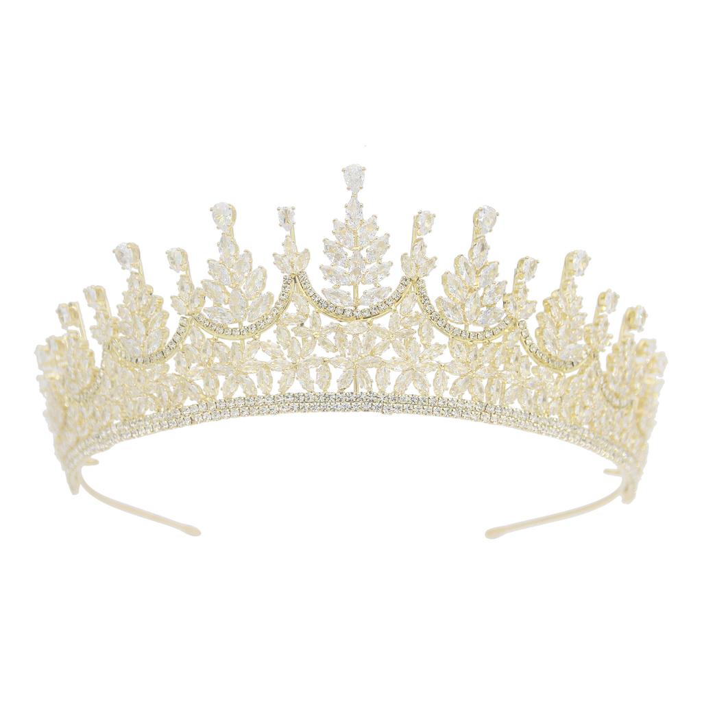 New European and American Zircon Bridal Crown Headpiece Metal Electroplating Korean Style Diamond Crown Wedding Hair Accessories
