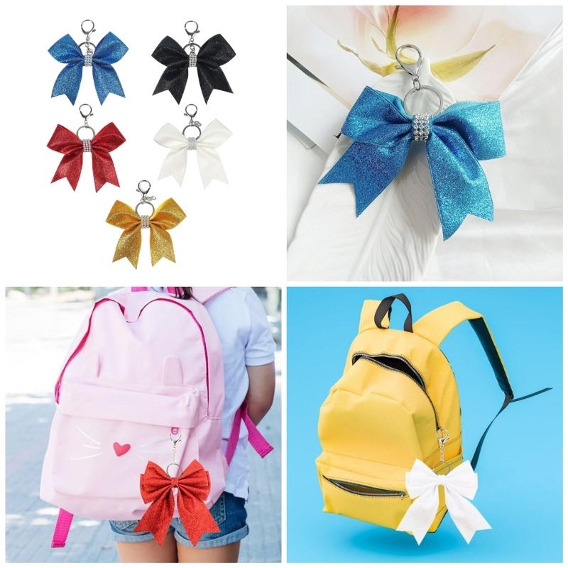 Vielseitiger Cheerleading-Schleifenanhänger Schicker Schlüsselanhänger mit Glitzer und Strasssteinen für Handykette oder Taschendekoration