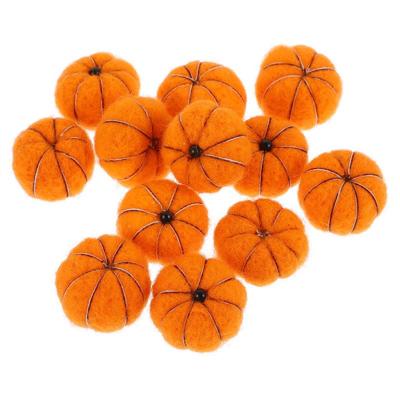  15 Pcs Wool Felt Pumpkin Pumpkins Gold Tinsel Garland Pendent Outdoor Christmas Hanging Ornament Autumnal Decoration