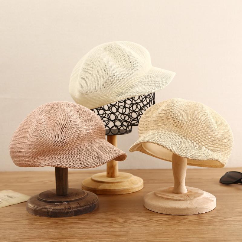 

Summer Octagonal Hat Straw Hat Beach Duck Tongue Artist Hat Women s Shade Sunscreen Thin Versatile Beret Tide Adult (56-58cm) чорний