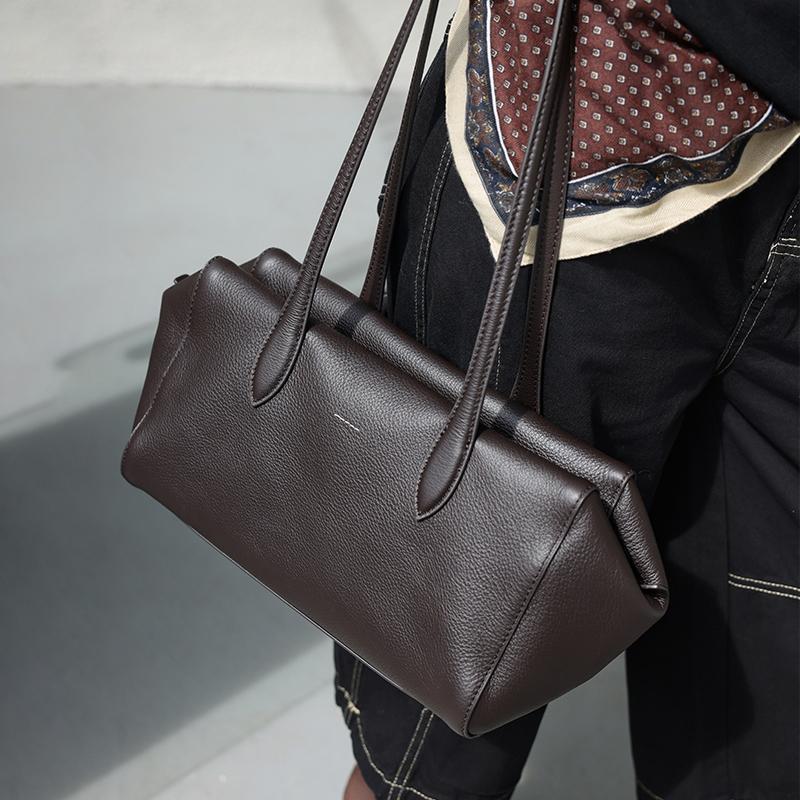 Women's Soft Cow Genuine Leather Underarm Bags Female Retro Popular Cowhide Shoulder Bag Ladies Fashi Luxury Designer Handbags