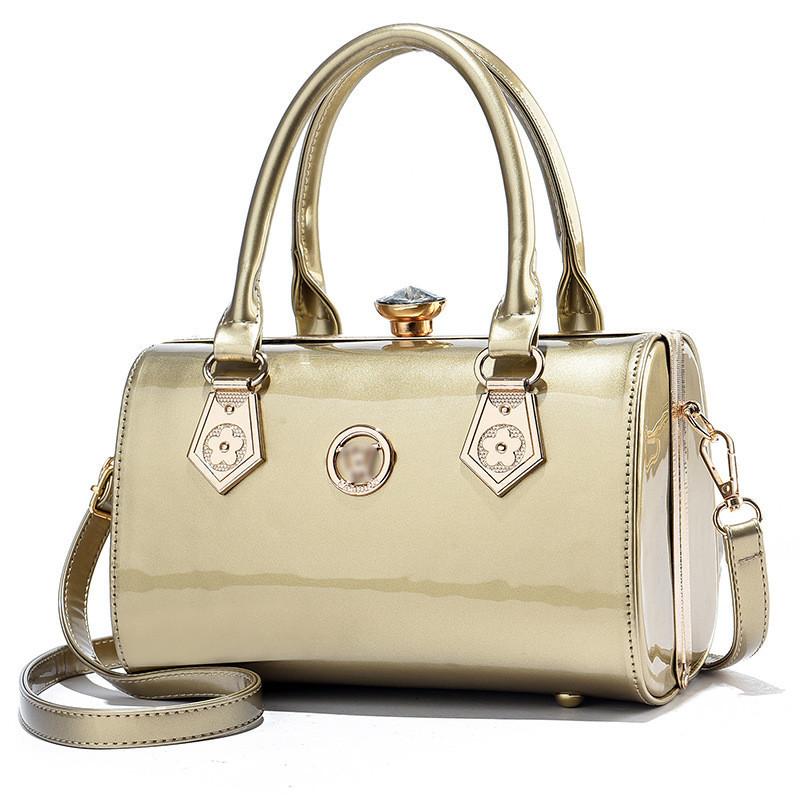 

Stylish European And American Retro Pu Boston Bag With Sequins золотий