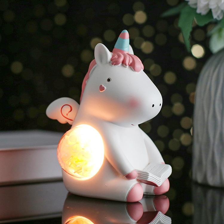 Night Battery Lamp Powered Cartoon Cute Unicorn Little Yellow Duck Shaped