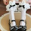 Lolita Girl Cotton Ankle Socks With Heart Pattern And Lace Trim For Spring Wear