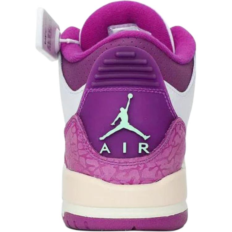 New Jordan Air Jordan 3 Anti Slip Wear Resistant Low Top Children's Basketball Shoes White/Purple Teenagers HQ0784-100