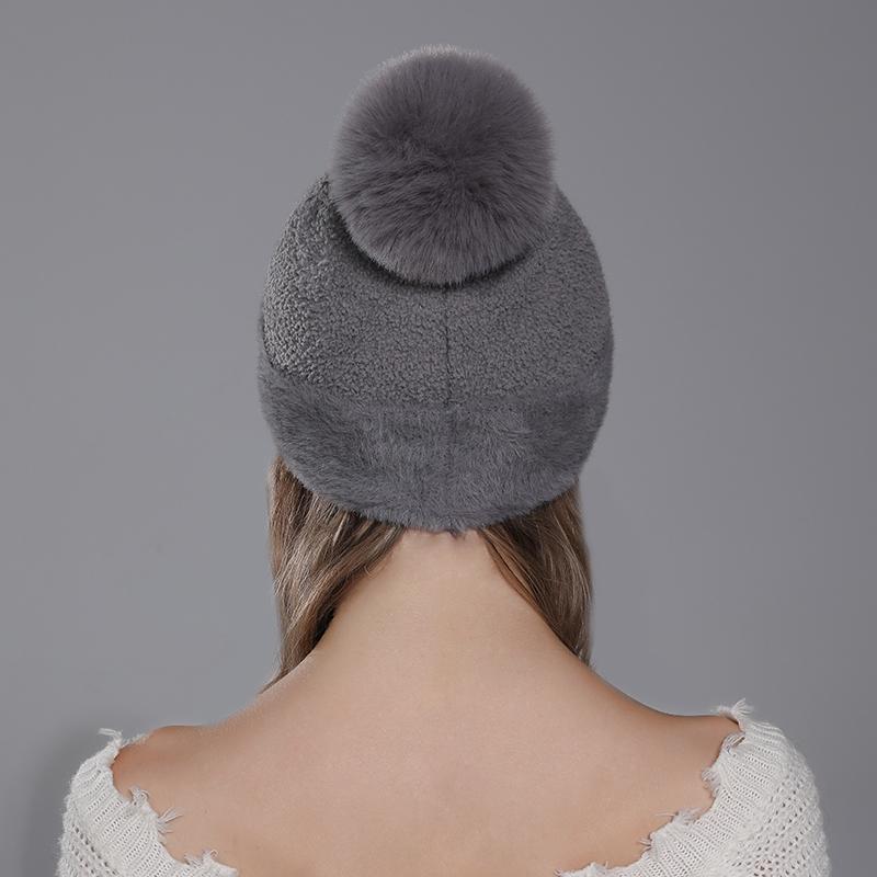 Neuer Damen Warmer Plus Samt Hut Mode Kunstkaninchenfell Mit Bommel Weiche Mützen Winter Weiblich Niedliche Hüte Für Mädchen