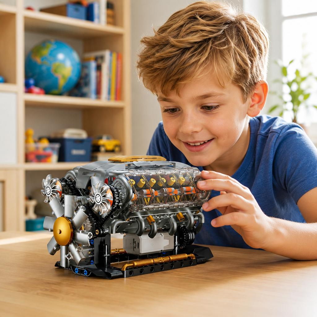 Mechanical Engine Model Building Kit Educational Toy for Kids Boys Assembly Puzzle Gift