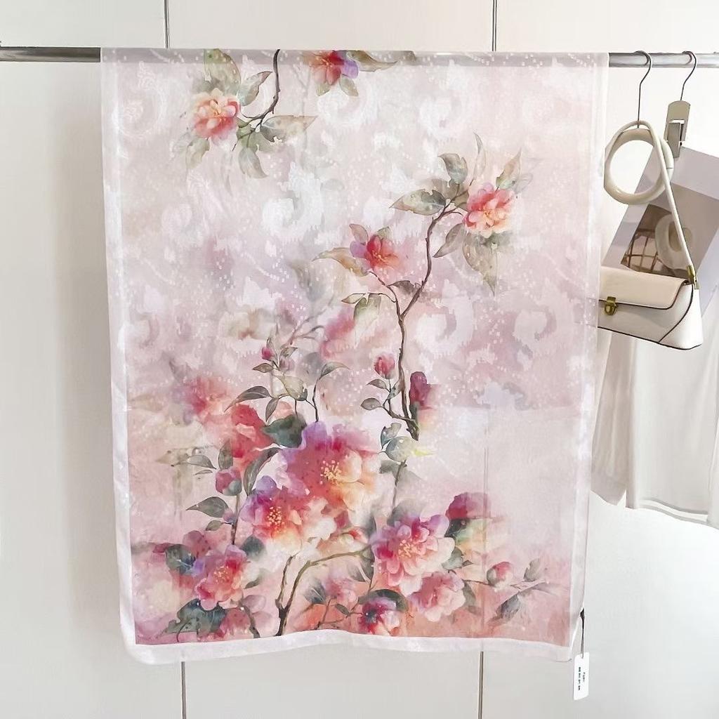 New Style  Thin Chinese Style Jacquard High-end  Versatile Double-sided High-end Silk Scarf