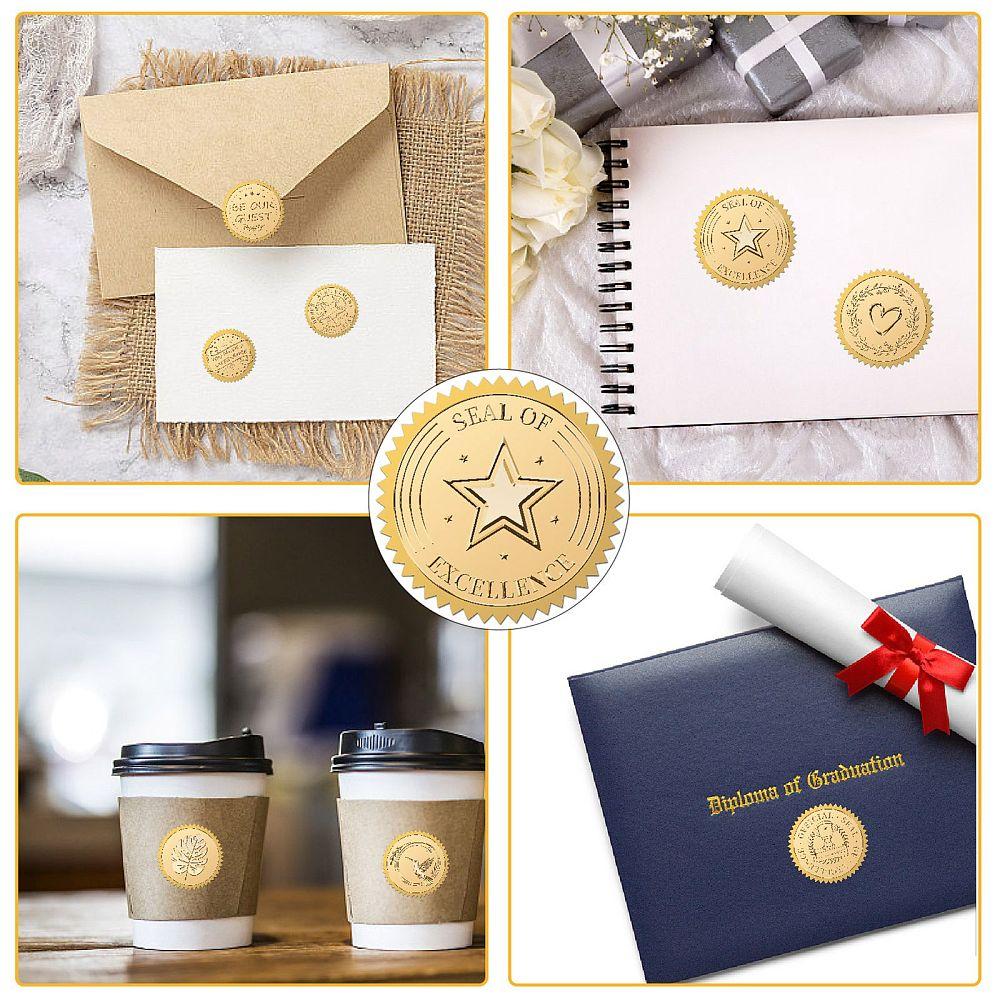 Plastic Self Adhesive Gold Foil Embossed Stickers Medal Decoration Sticker Star 5x5cm