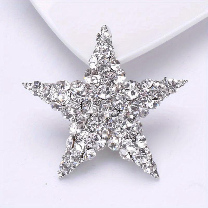 

Fashion Star Luxury Crystasl Brooch Pin Badges Rhinestone Elegant Women Men Trendy Corsage Jewelry Bcukle Coat Pins белый