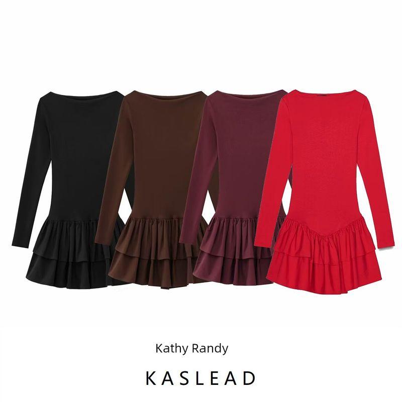 Kaslead New Arrival Women's Clothing Fashion Style Fashion Laminated Decoration Short Dress 0085308 700