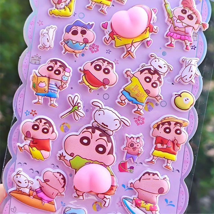 Crayon Shin-Chan Soft Pinched Happy Buttocks Sticker Children'S Decompression 3d Bubble Sticker Phone Case Decoration Sticker