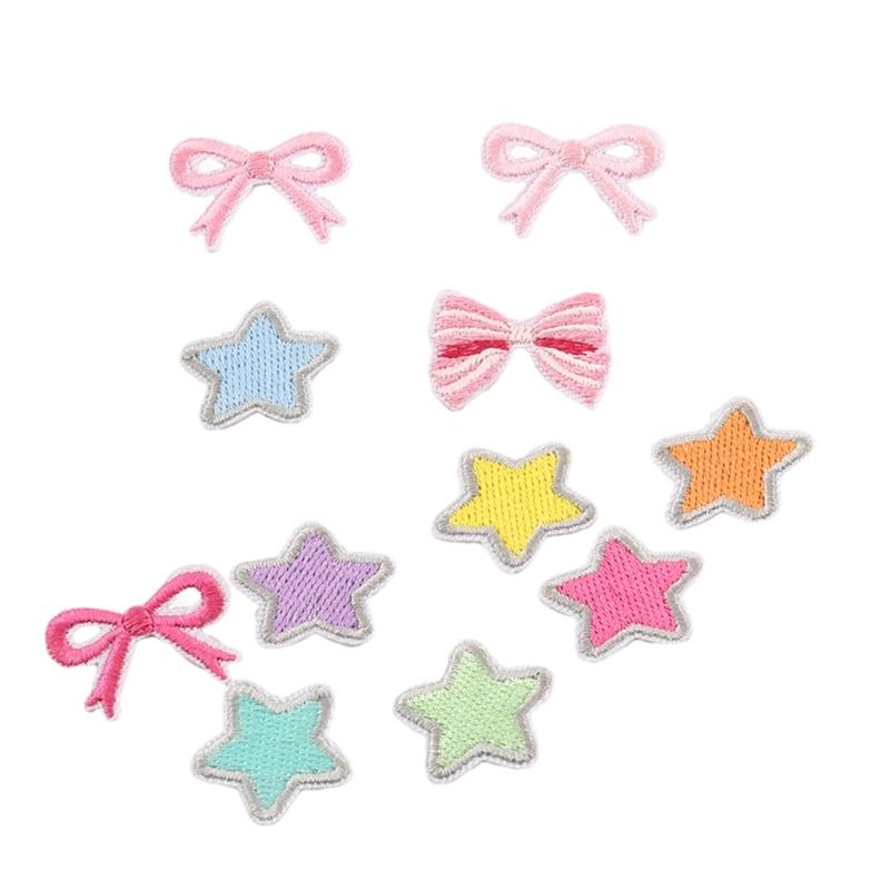 11 Pcs Star Iron On Patches Applique Patches Bowknot Repair Patches Bows Embroidery Patches for Bag Clothes Decoration