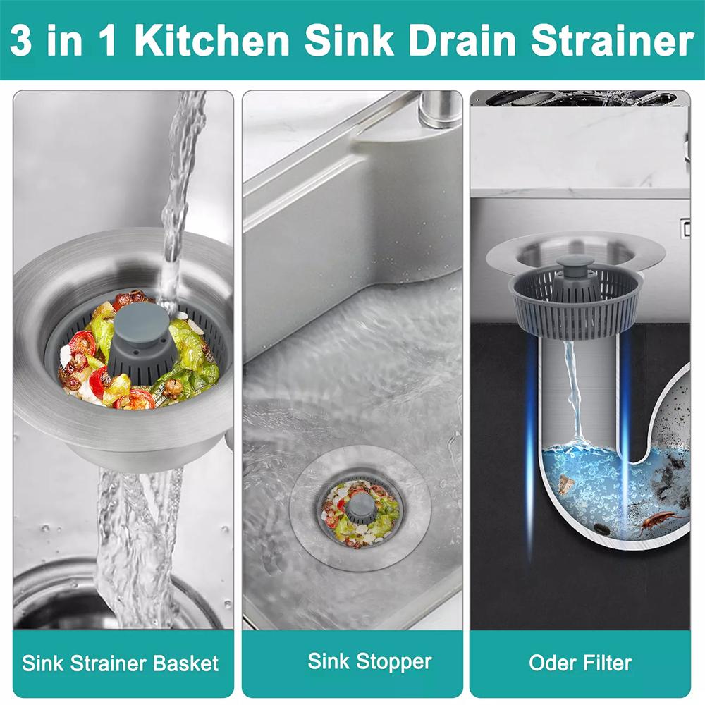 Küchenspülenablaufsieb Edelstahl Spülenstöpsel Verstopfungshemmendes Lebensmittelsieb Insekten- und geruchsresistentes Zubehör