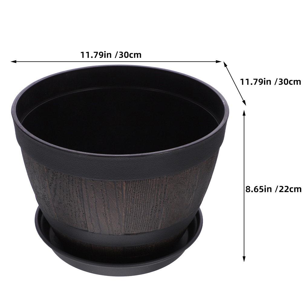 

1 Set Retro Barrel Planter Plastic Plant Pot Small Flower Pot Rustic Vintage Garden Vegetable Plant Container for Patio Balcony