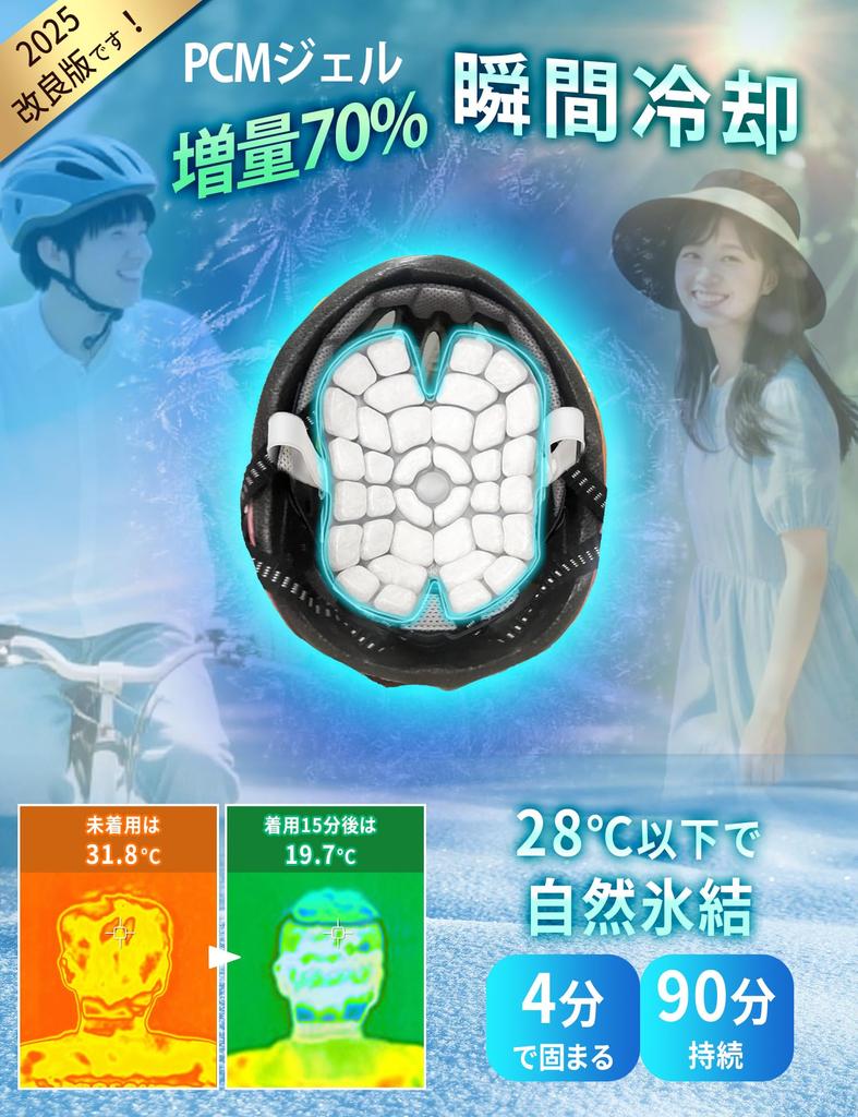 Hat Ice Hat Cooling Sheet for Helmet Popular New Increased PCM Heat Head PCM Cool Ice Ice Head Bicycle Ice Cap Mountain Commuting Pack, [2025