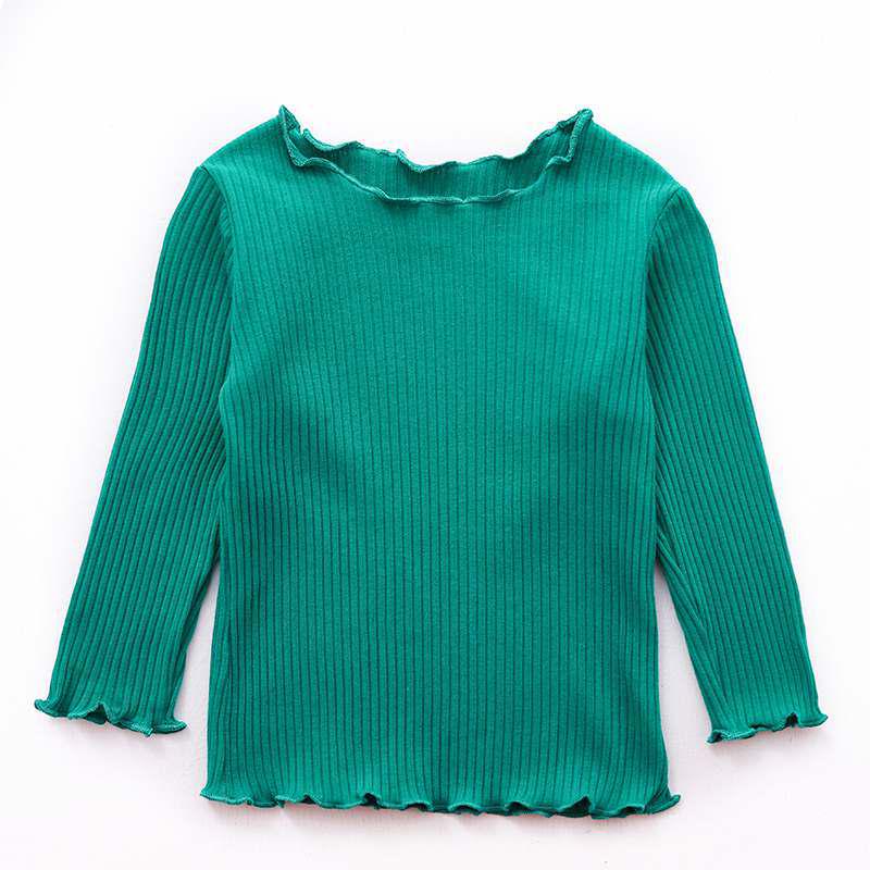 

Осенняя однотонная футболка с длинными рукавами для маленьких девочек, детские хлопковые топы, футболки, повседневная блузка 86 зелёный