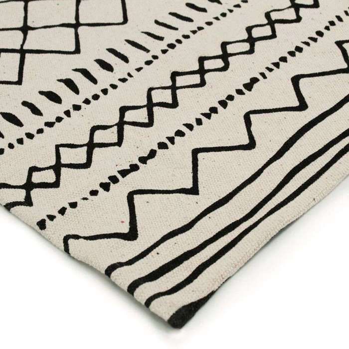 Tapis en coton ethnique naturel-noir 160x230