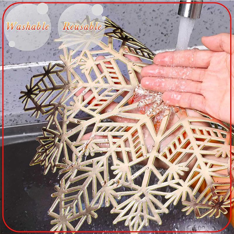 Brons PVC holle westerse eettafelmat Kerstsneeuwvlok Scandinavische stijl hittebestendige tafelmat oliebestendige en anti-brandwonden placemat huishoudelijk