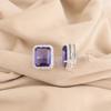 Iolite Gemstone 925 Solid Silver Jewelry Zircon Earrings 0.57" Anniversary Gift CZE-6-5