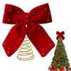 Red Bow Christmas Tree Toppers Star Burgundy Velvet Bow Christmas Tree Decoration For Home Festival Party New Year