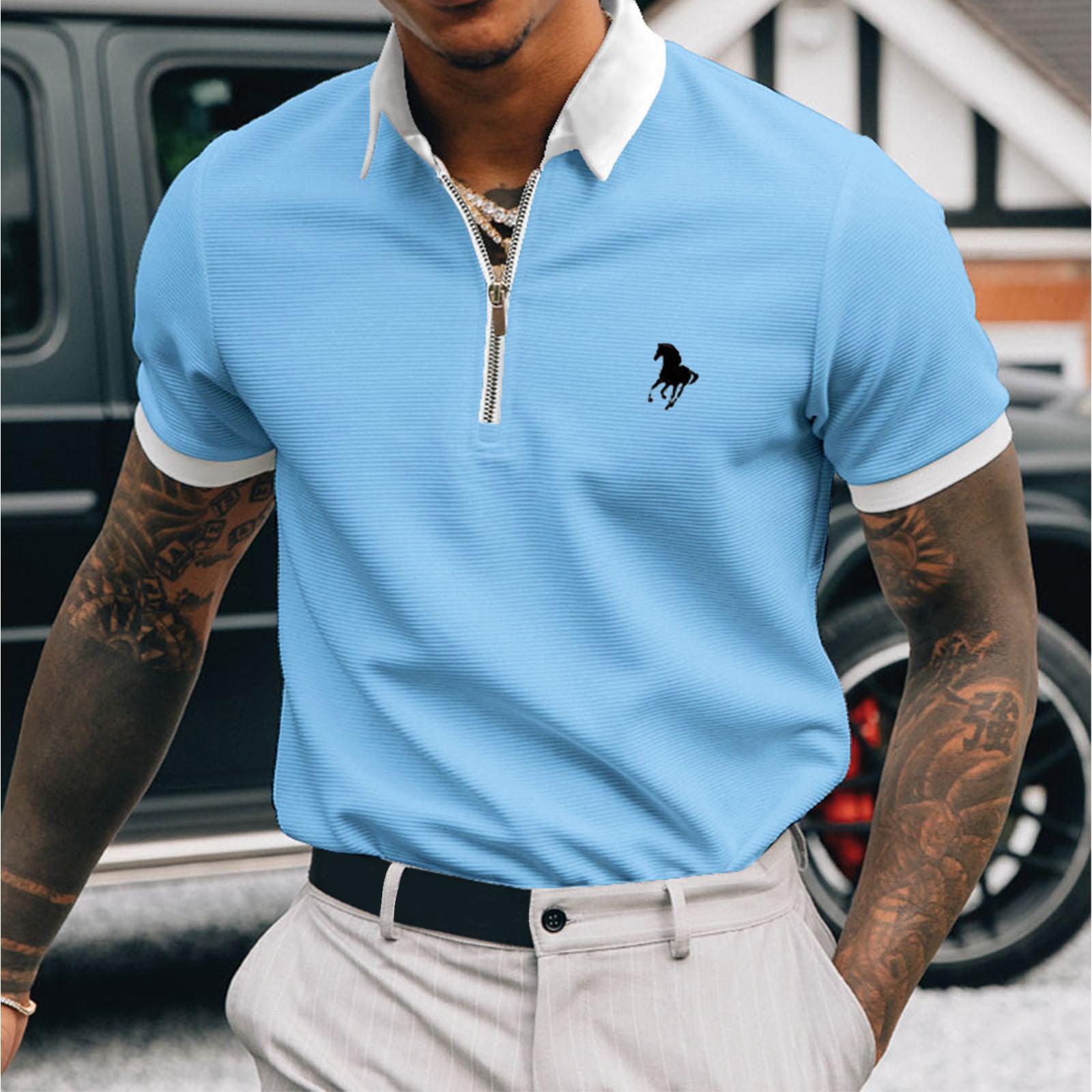 

Модные мужские повседневные принтованные топы с коротким рукавом футболки XXXXXL синий