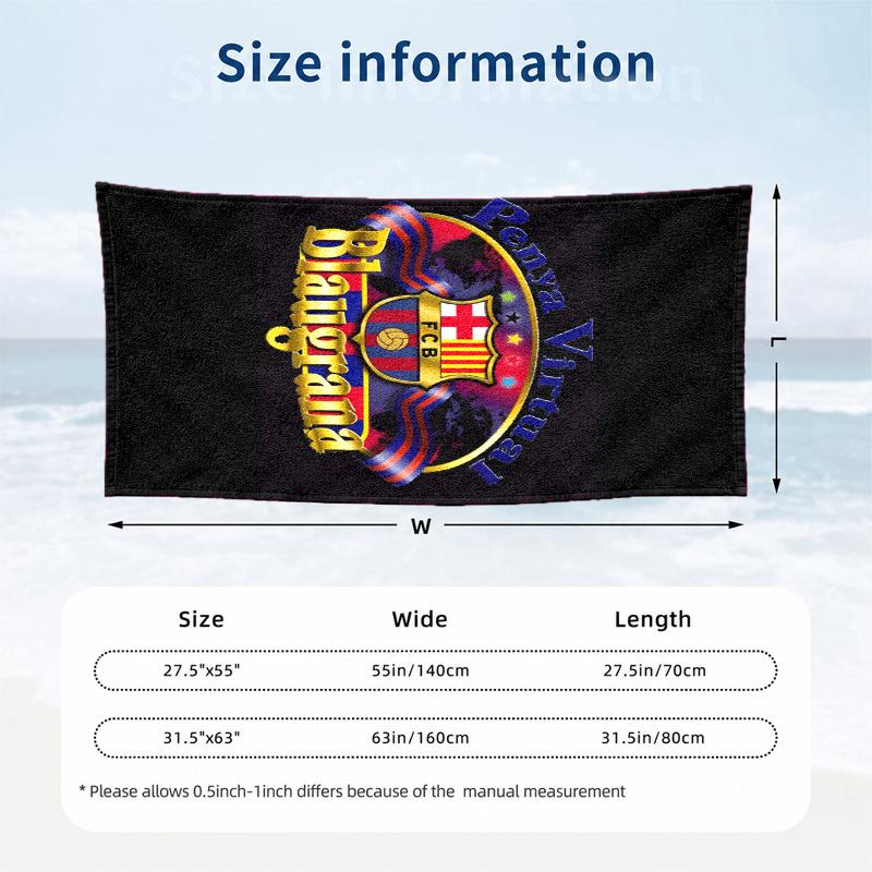 FC Barcelona Beach Towel Quick Dry Soft MicrofiberSand Resistant Oversized Cabana Bath Sheet for Swimming Pool Travel Gift