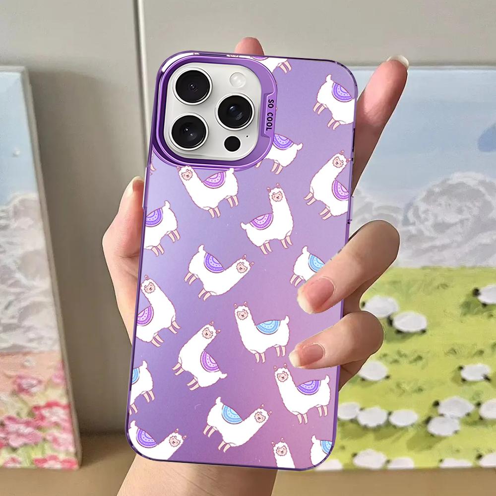Alpaca Animals Cartoon Colorful Phone Case For IPhone 16 15 14 13 12 11 Pro Max X XR XSMAX Plus Matte Shockproof Back Cover
