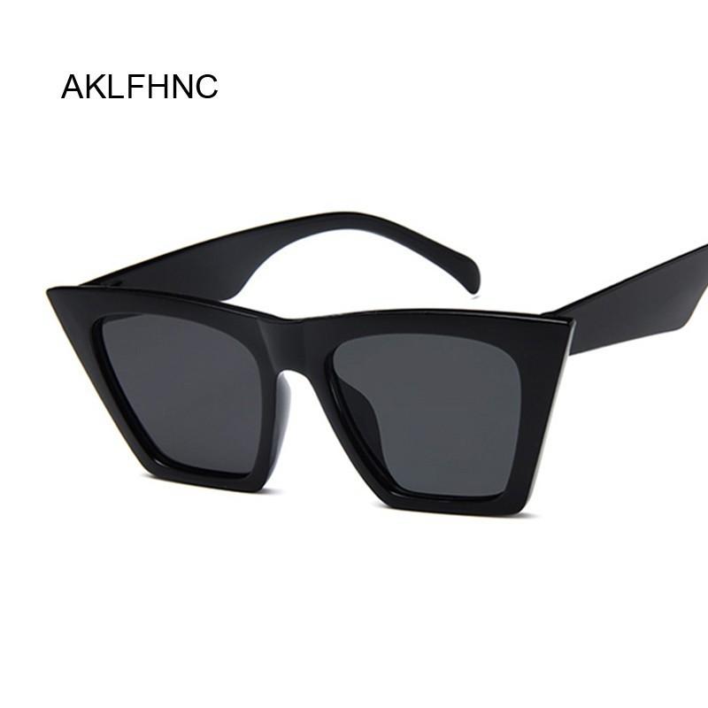 Female Vintage Sunglasses Woman Fashion Cat Eye Luxury Sun Glasses Classic Shopping Lady Black  Uv400