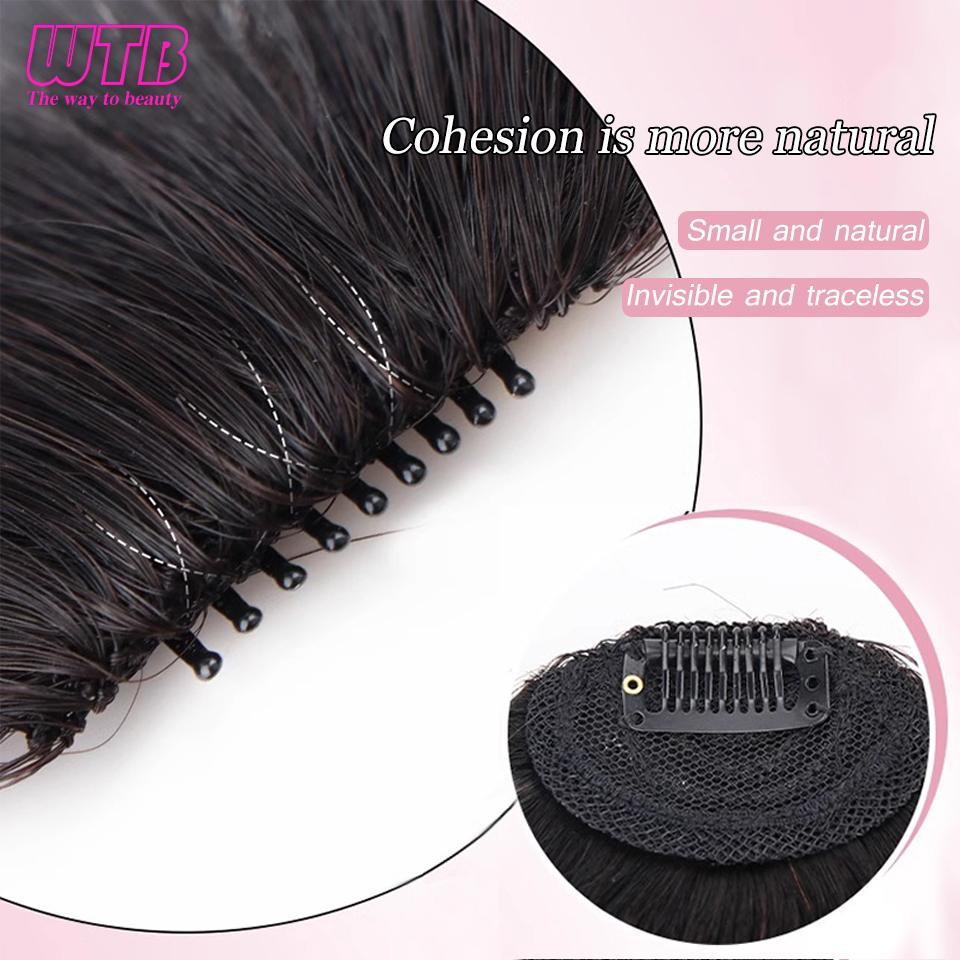 WTB Breton sintetic cu aer natural scurt maro negru Extensie de franjuri de păr fals 1 clipă accesorii pentru posturi pentru femei fete