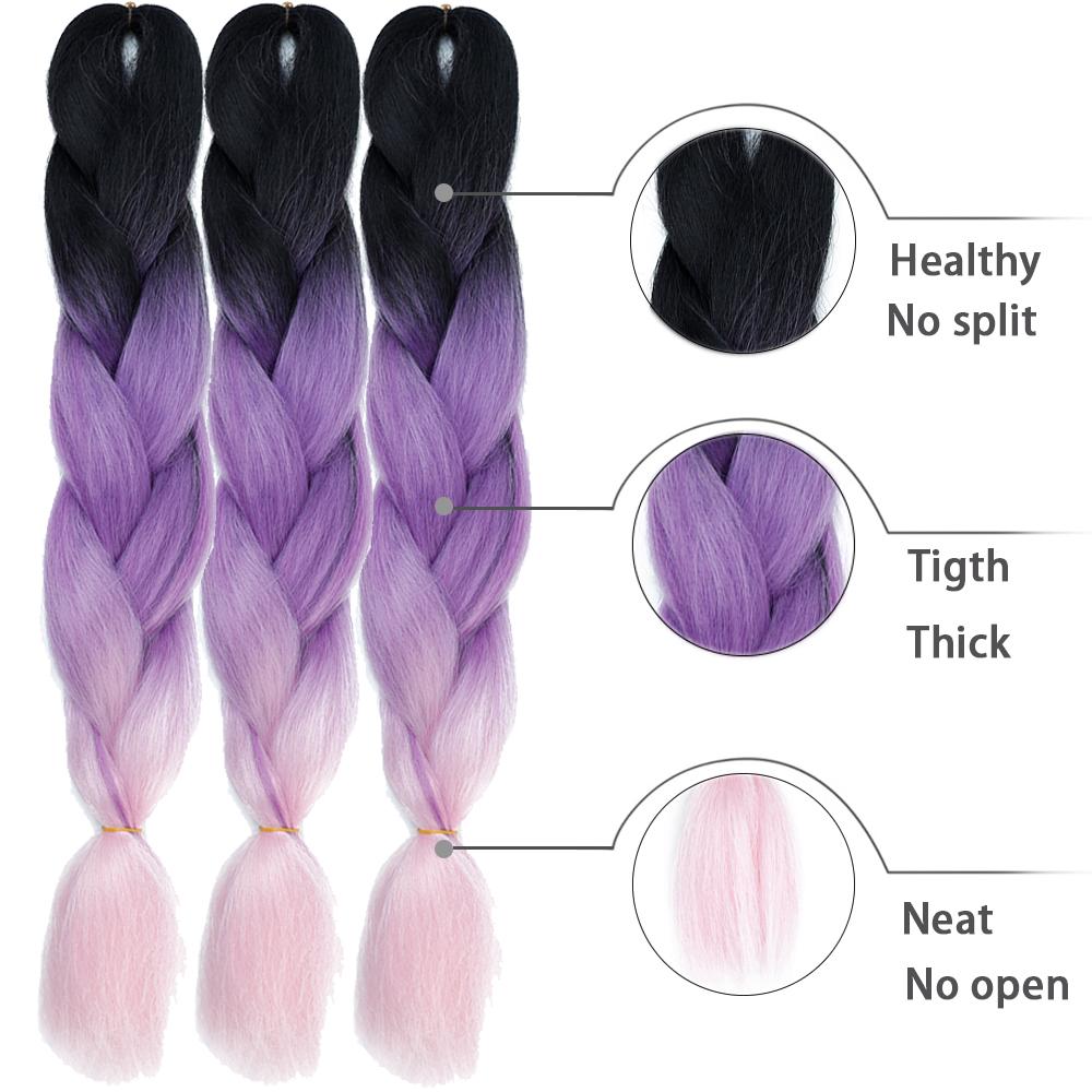 24Inch Glowing Twist Braids Braiding Hair Extensions Jumbo Braids Ombre Synthetic Hair KTB