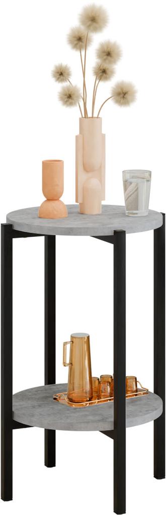 Stolik Pomocniczy Okrągły Loft Z Półką 35X35X62 Cm Metalowy Czarny