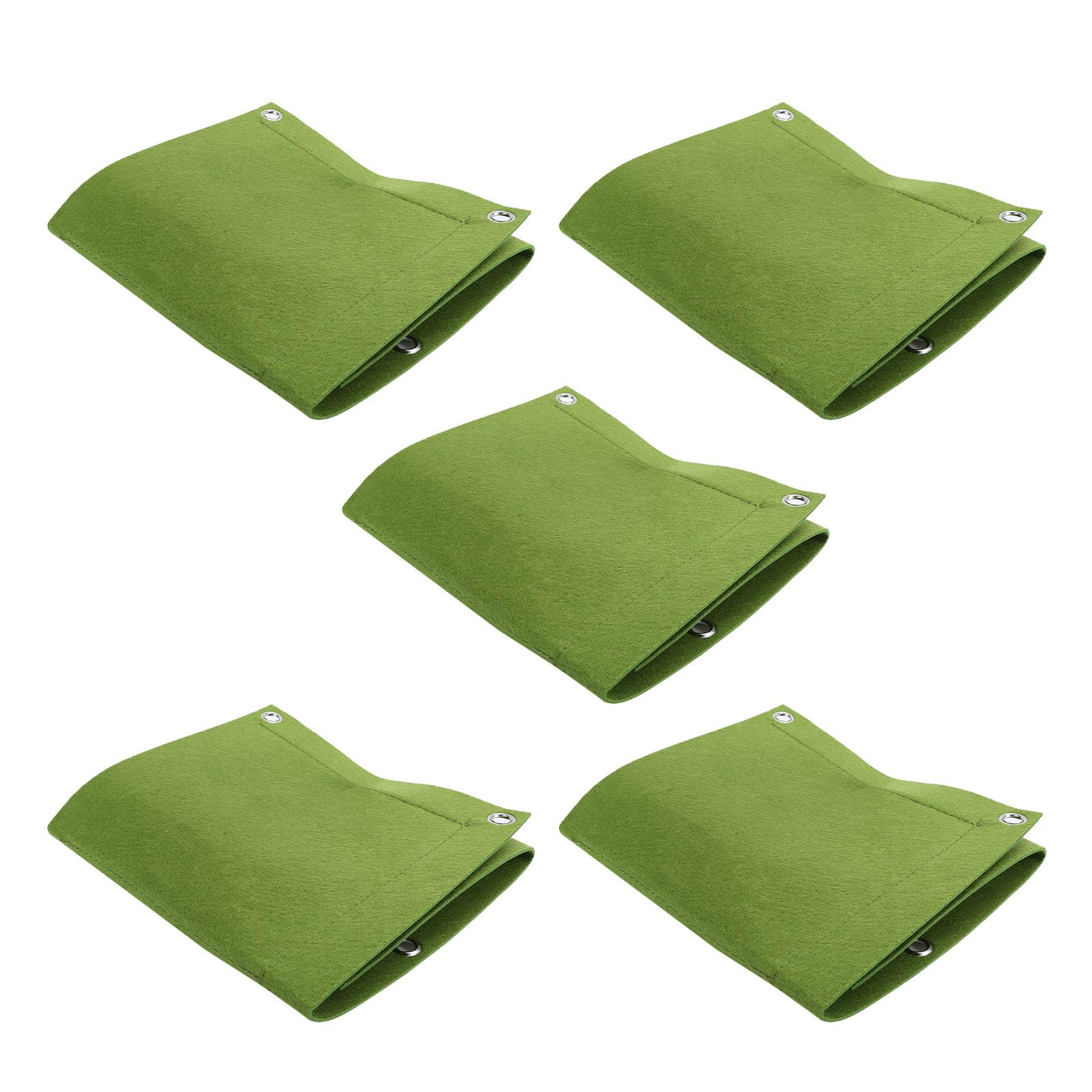 

5Pcs Plant Growing Bags Wall Mounted Degradable 3‑Pockets Planter Garden Accessory