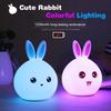 LED Rechargeable Night Light Cute Rabbit Colorful Light Clap Lamp Pat Lamp Night Feeding Baby Bedroom and Kid's Christmas Gift
