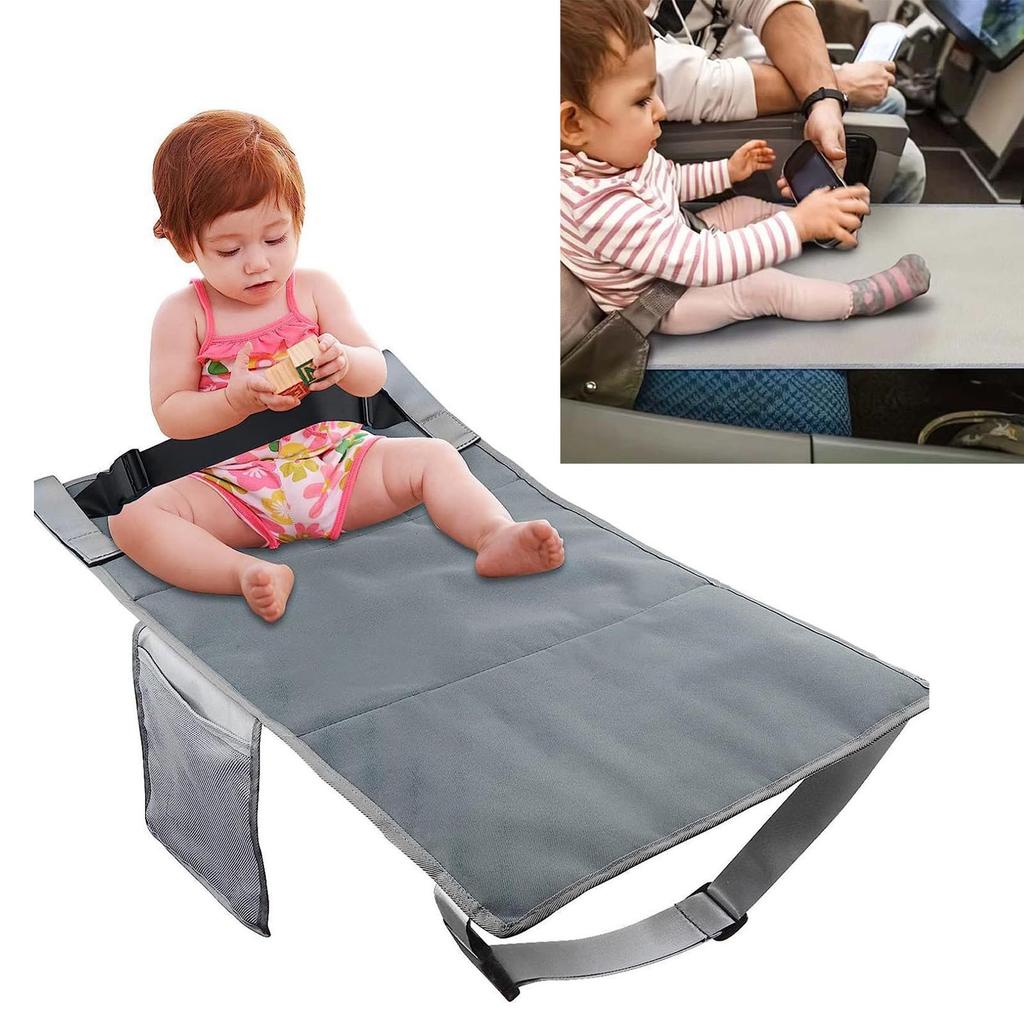 Kids Airplane Foot Pedal Portable Folding Universal Fit Adjustable Children Airplane Seat Extender Grey