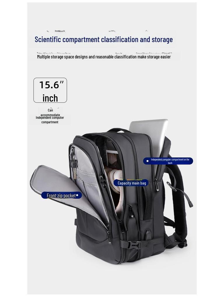 Men's Waterproof Business Backpack with Large Storage for Commuting, Travel, and Laptop.