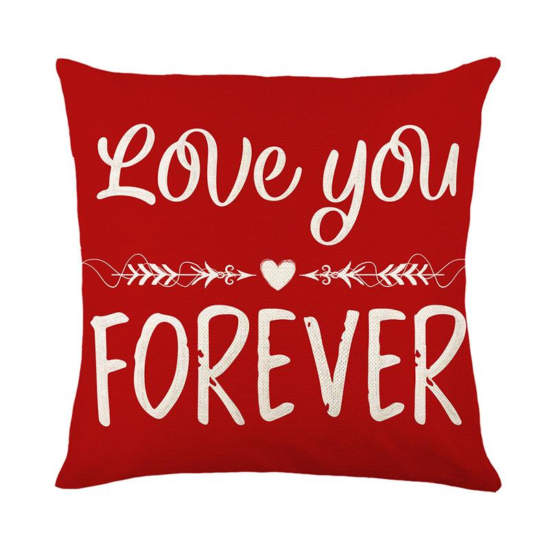New Valentine's Day Pillow Cover Red Letter Polyester Print Home Sofa Decorative Cushion Cover Cushion Cover