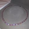 2023 New Girl Women Valentine's Day Gift White Pink Pinky Heart Tennis Chain Necklace