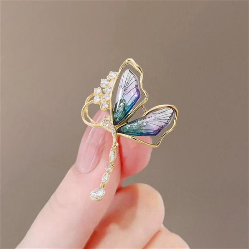 Translucent Light Luxury Premium Butterfly Fringe Brooch  Drop Pendant Butterfly Pin Temperament Premium Collar Pin