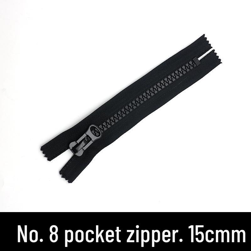 #8 Schwarzer Harz-Reißverschluss, Doppelkopf, 5m für Schlafsäcke & Zelte