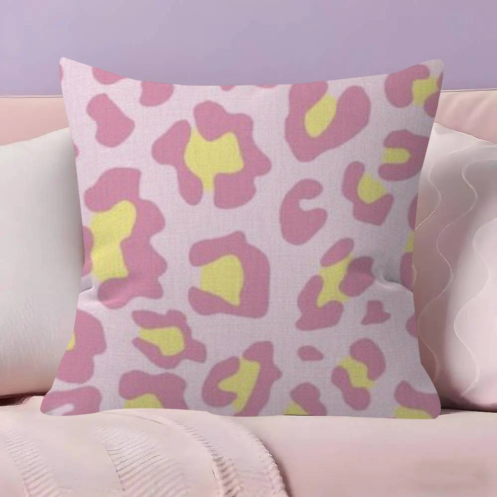 Anime Pink Leopard Pattern Pillow Cover Sofa Cushion Cover Home Room Decoration Children Gift