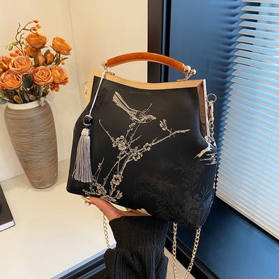 Dámska vintage večerná kabelka so strapcovým zámkom Kiss Lock so spojkou cez rameno Retiazka cez rameno Peňaženka crossbody Dámska večerná kabelka na svadobný ples