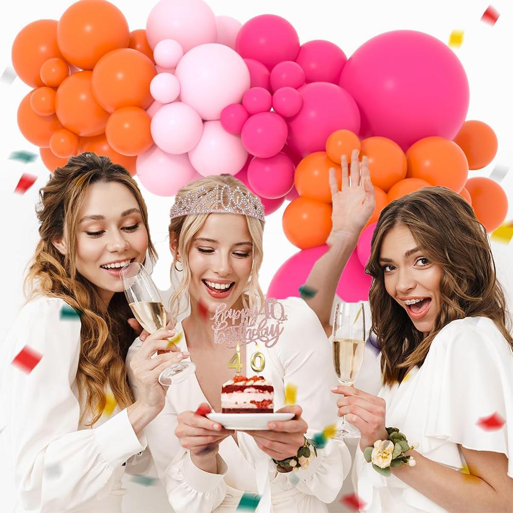 Pink Balloons Garland Rose Red Orange Balloon Arch Kit Bride Shower Wedding Home Kid Birthday Party Graduation Decoration Globos