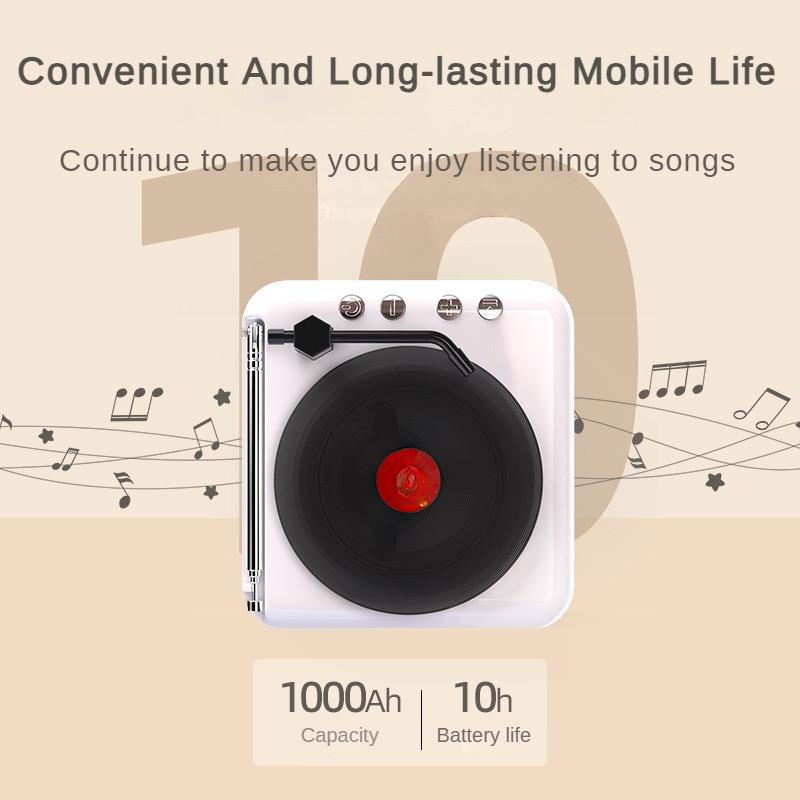 Vintage Vinyl Record Machine HIFI Sound Effects Super Standby Radio Portable Large Battery Bluetooth Speaker New 112.4*105*57mm