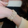 Luxury Multi layer Rhinestones Bangles Fashion Stretchable Pearl Cuff  Bridal