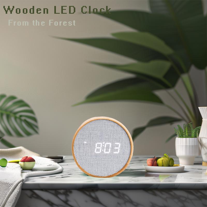 Wooden Digital Alarm Clock Silent Table Clock Modern Home Decoration for Bedroom Office Niditon