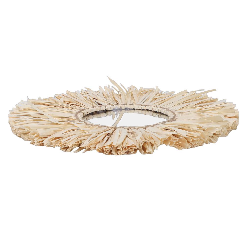 Espejo de Pared de Paja Estilo Nórdico Espejo Colgante con Borla de Paja Tejida a Mano Decoración de Pared Boho